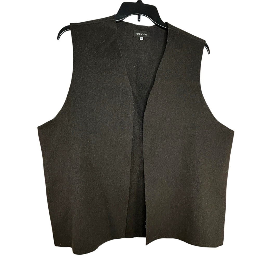 Eskandar Vest Size 0 OS Dark Brown Black Wool Cashmere Minimalist Quiet Luxury
